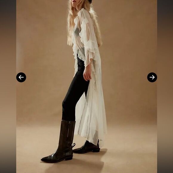 Free People We The Free Allistar Leather Pointed Western Boots- Vintage Black - Picture 4 of 10